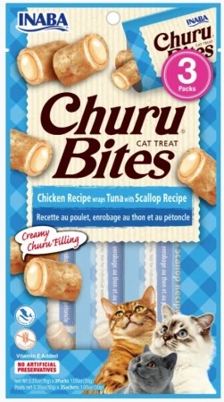 INA00893 Churu Bites Chicken Recipe Wraps Tuna Cat Treat with Scallop Recipe - 3 Count