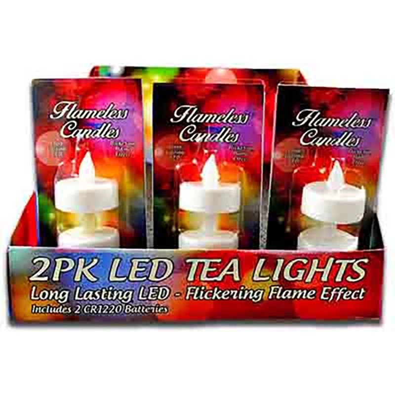 LED Tea Light Candles, Flickering Flame, 2-Pk.