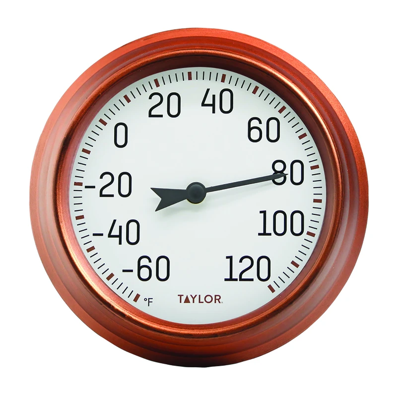 9-inch Copper Decorative Wall Thermometer Model 4551 For Indoor And Outdoor Use