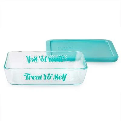Simply Store 3 Cup Rectangle Storage Dish With Turquoise Plastic Lid