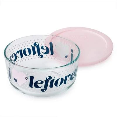 Simply Store 4 Cup 'i Love Leftovers' Storage Dish With Pink Plastic Lid