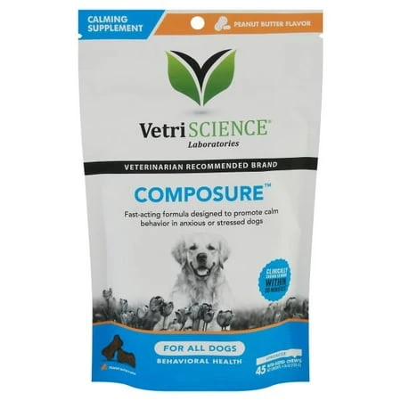 Composure Calming Chews For Dogs, Peanut Butter Flavor, 45 Chews