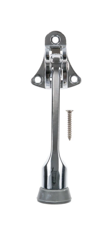 4 In. W X 2.75 In. H Chrome Metal Kick-down Door Holder For Wall And Door Mounting