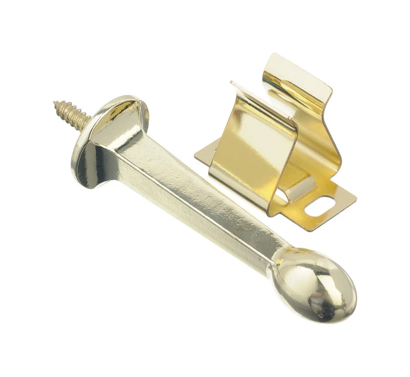 3 In. W Bright Gold Rigid Door Stop With Holder For Door And Wall Mounting
