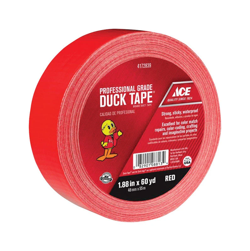 1.88 In. W X 60 Yd L Red Solid Duct Tape For Crafting And Repairs