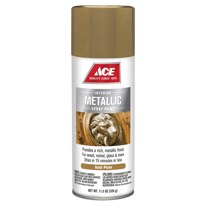 Metallic Gold Plate Spray Paint 11.5 Ounce - Fast Drying Indoor Finish