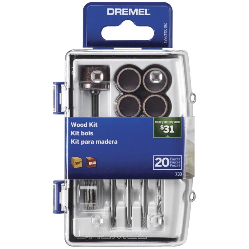 733-01 Rotary Accessory Kit For Wood Working - 20 Pieces