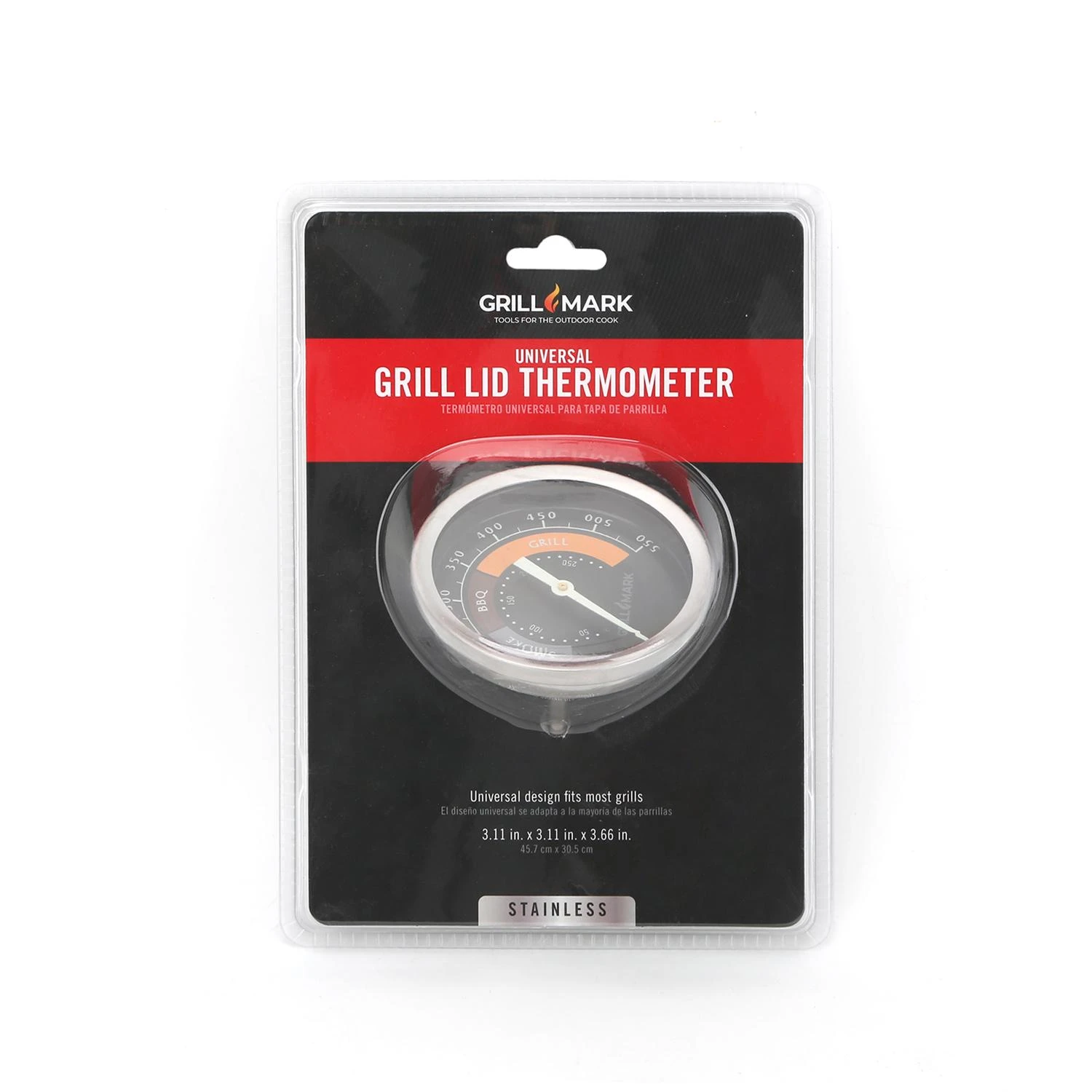 Analog Grill Thermometer - Stainless Steel, 100°f To 550°f Range