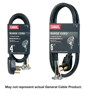 00604.63.01 4 Feet Range Cord - Black, 4 Wire