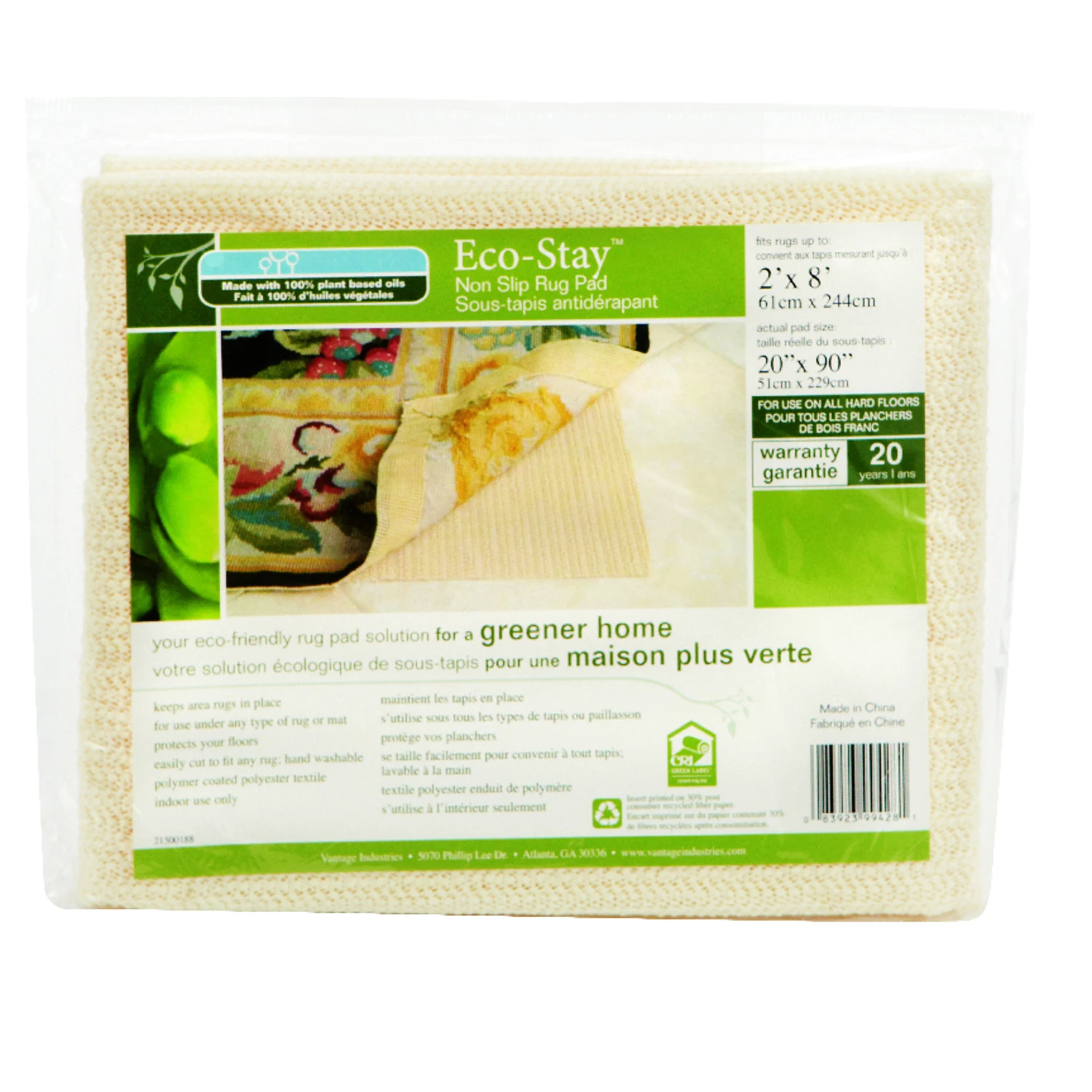 Eco Stay Anti-Slip Rug Pad, 2 Feet by 8 Feet, Non-Slip, Durable, Floor Protection