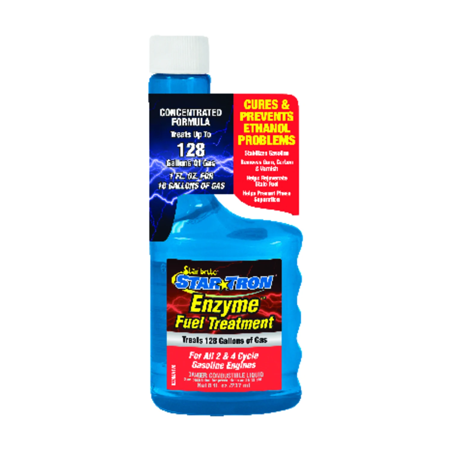 Star Tron Gasoline Fuel Treatment 8 Oz - Enzyme Fuel Additive For All Engines