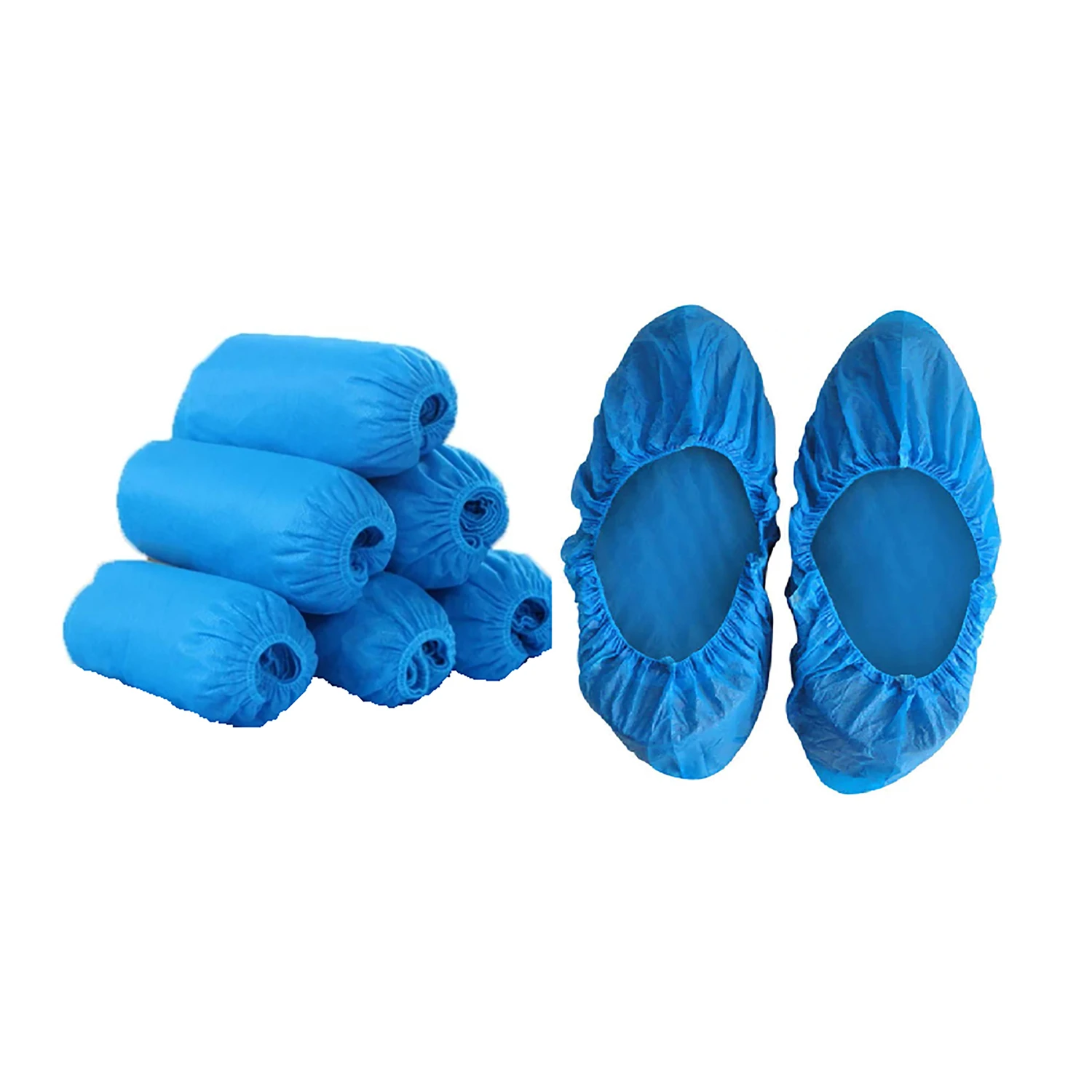 Polyethylene Disposable Shoe Covers Blue One Size Fits Most - 10 Pair