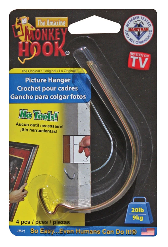 Monkey Hook Original Hanger with Perfect Install Guide (4 Count)