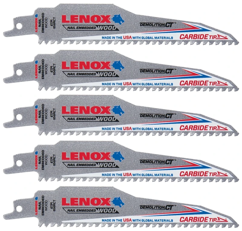 Lenox Demolition CT 6 in. Carbide Tipped Reciprocating Saw Blade 6 TPI 5 pk