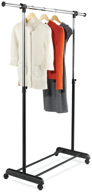 Expandable Steel Rolling Garment Rack 52.7 In. X 65.75 In. Chrome/black Model Gar-01124