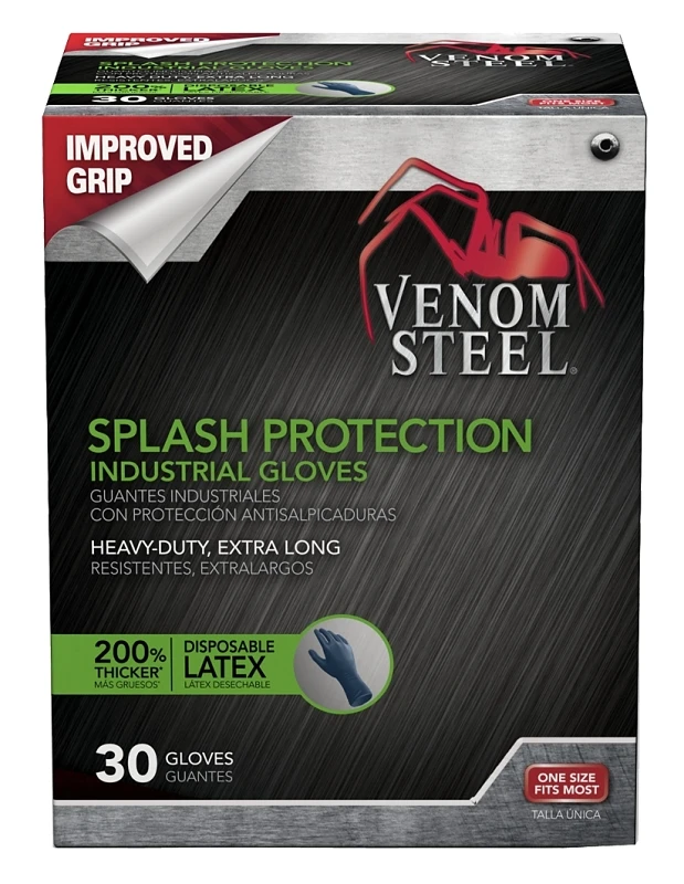 Steel One Size Fits All Latex Cleaning Gloves, 12 In L, 13 Mil Thick, Model Ven6025