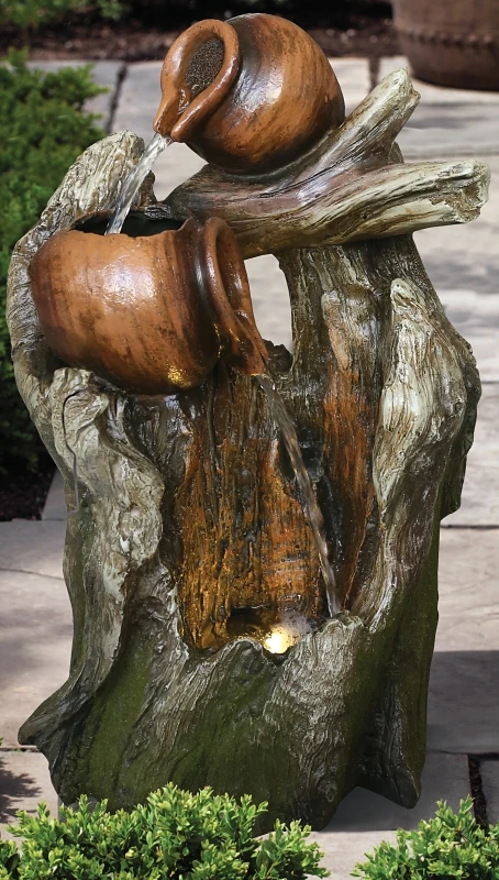 Sierra Fountain Tree Garden Pot With Ceramic-look Vessels And Envirostone Construction