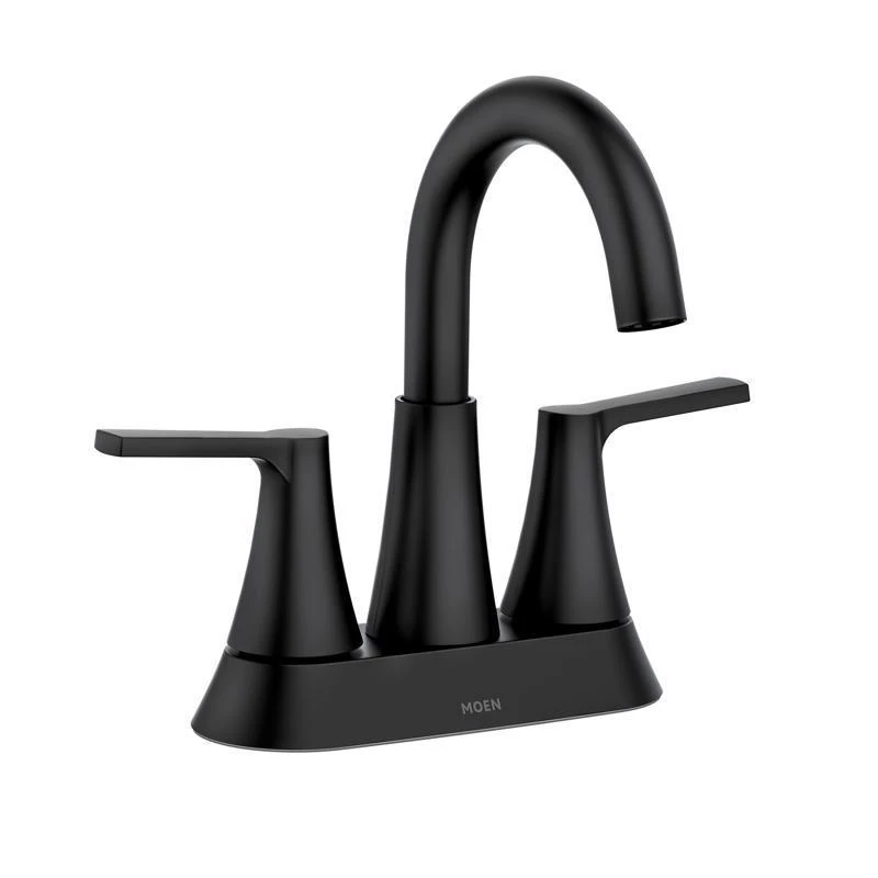 Mikah Matte Black Two-handle High Arc Bathroom Sink Faucet 4 In.