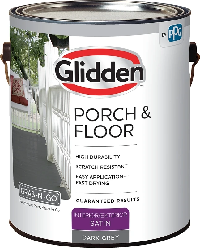 3032f Porch & Floor Satin Paint And Primer, Dark Grey, 1 Gallon, Pack Of 4