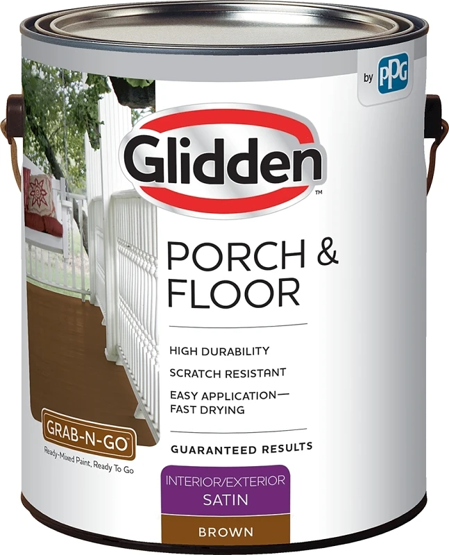 3031f Porch & Floor Satin Paint And Primer, Brown, 1 Gallon, Pack Of 4