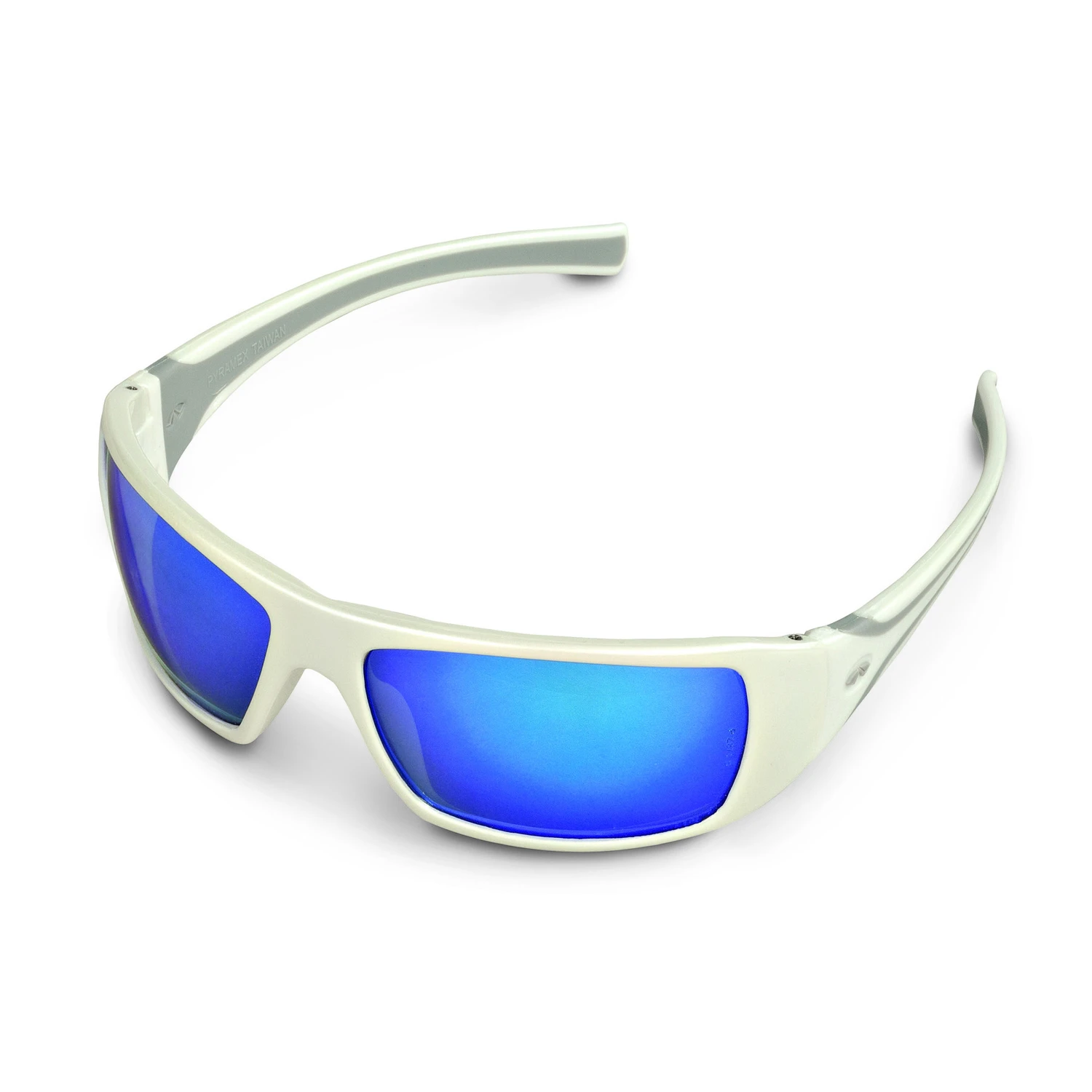 White Ice Protective Safety Glasses With Silver Mirror Lens And White Frame
