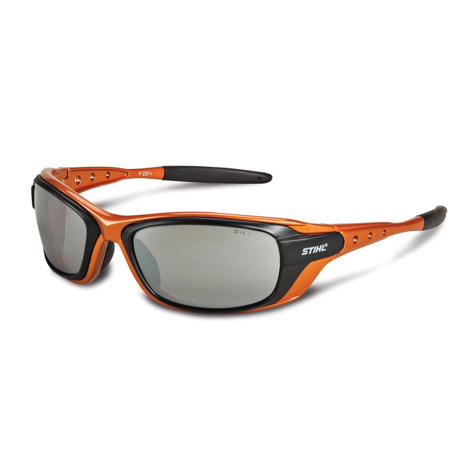Two-tone Work Safety Glasses With Mirror Lens - Black/orange Frame