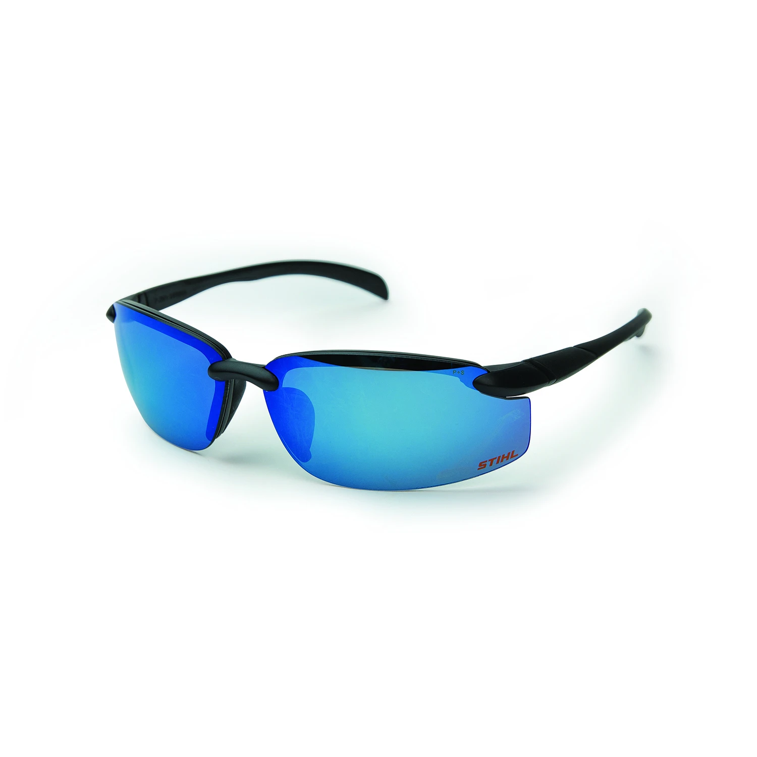 Deputy Protective Safety Glasses With Blue Mirror Lens And Black Frame