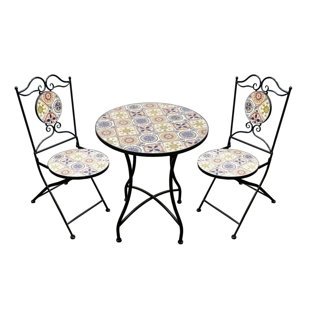Indoor/outdoor Mediterranean Tile Design Table And Chairs Bistro Set