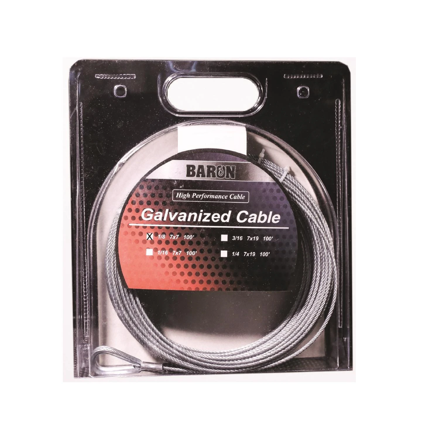 Galvanized Steel 1/8 In. Diameter X 100 Ft. Length Aircraft Cable
