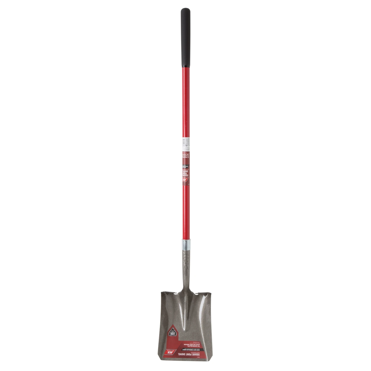 58 In. Long-handle Steel Square Point Shovel With Fiberglass Handle