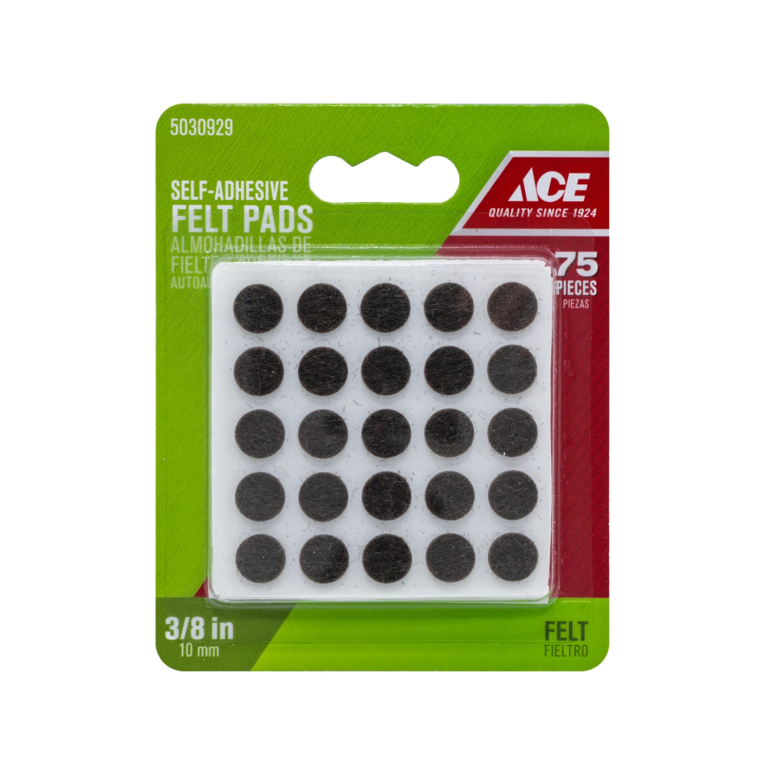 Ace Felt Self Adhesive Pad Brown Round 3/8 in. W 75 pk