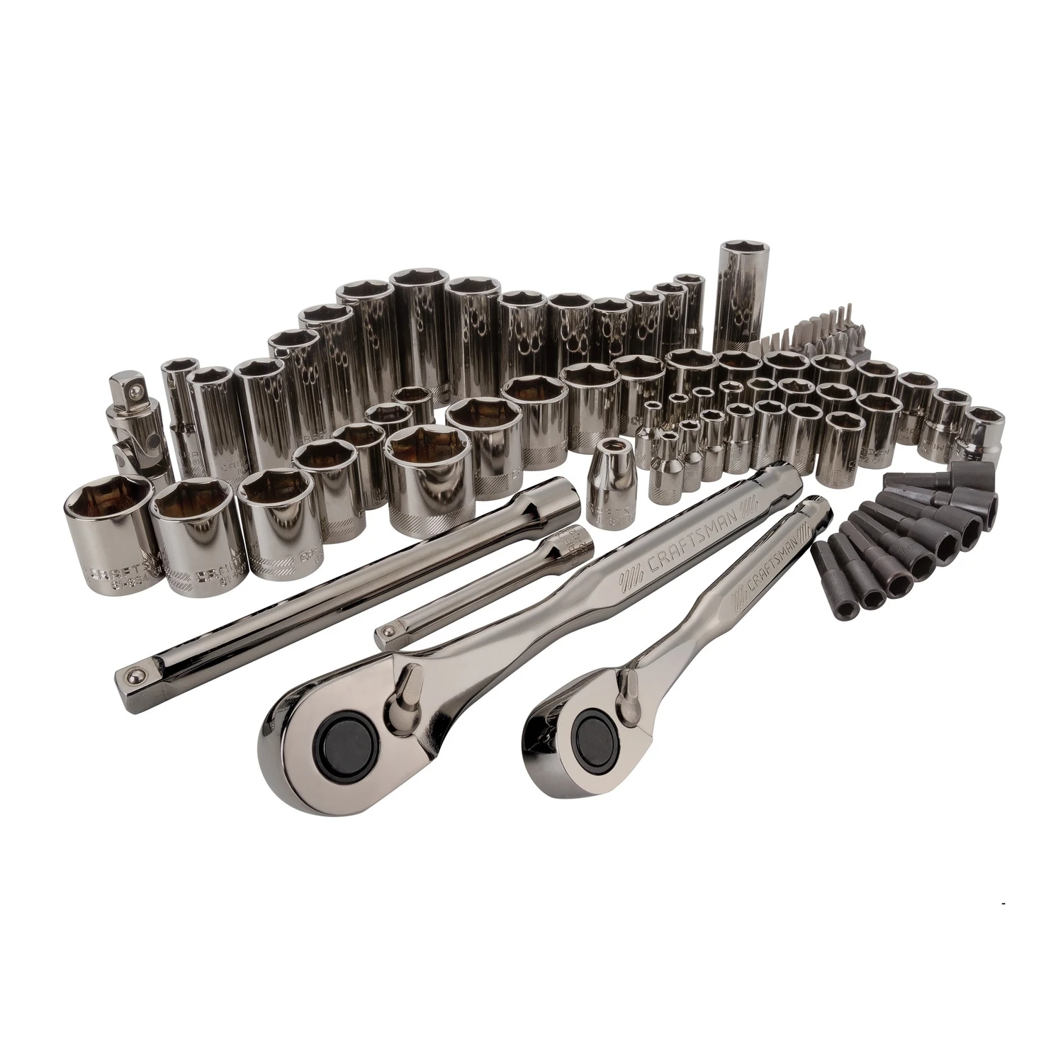 81-piece Metric And Sae 6 Point Mechanic's Tool Set With Gunmetal Chrome Finish