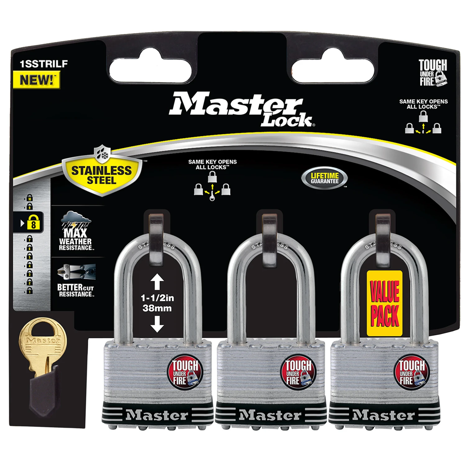 1-3/4 In. Laminated Steel 4-pin Cylinder Padlock Keyed Alike