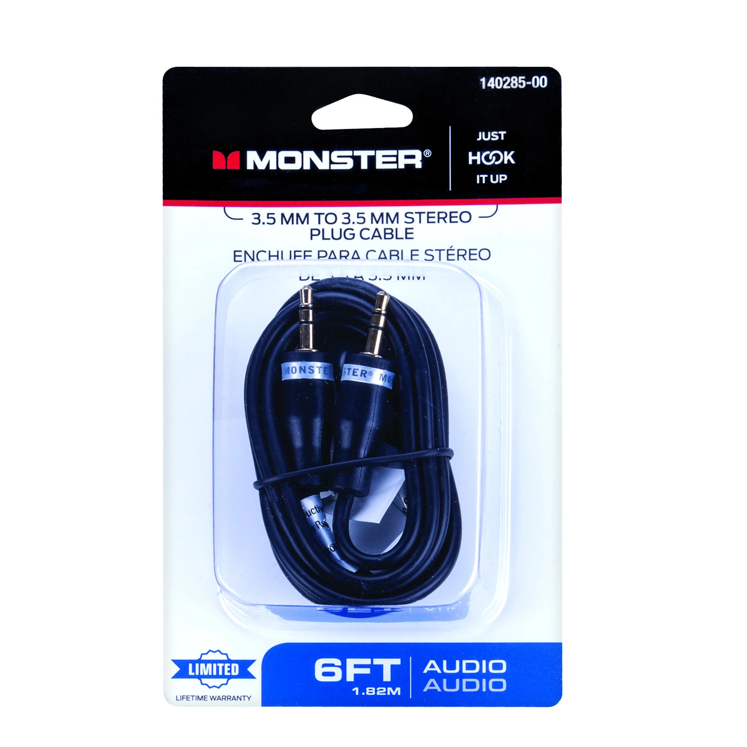 Just Hook It Up 6 Ft. L Stereo Audio Cable 3.5 Mm - Black