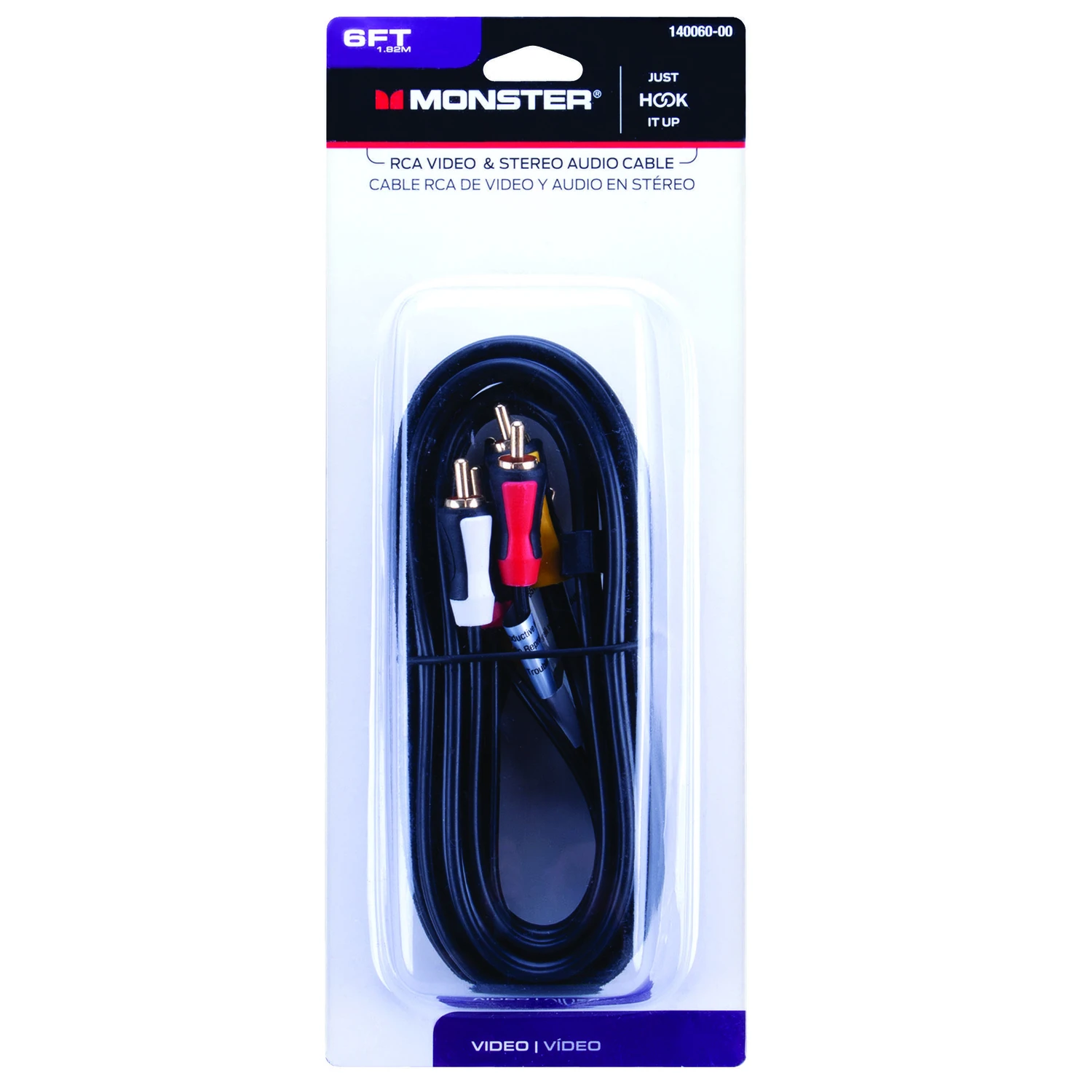 Just Hook It Up 6 Ft. Rca Video & Stereo Audio Cable With Gold Connectors