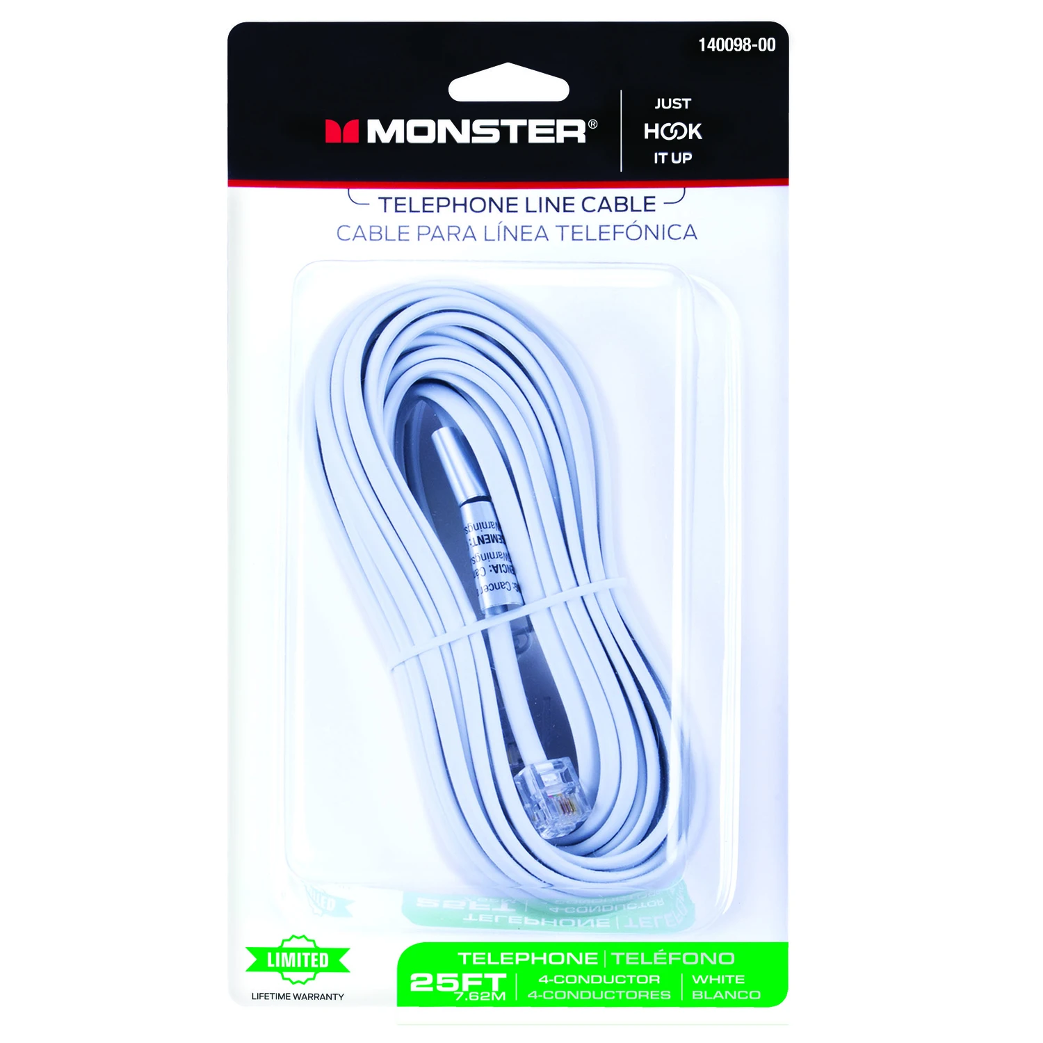 Just Hook It Up 25 Ft. L White Modular Telephone Line Cable