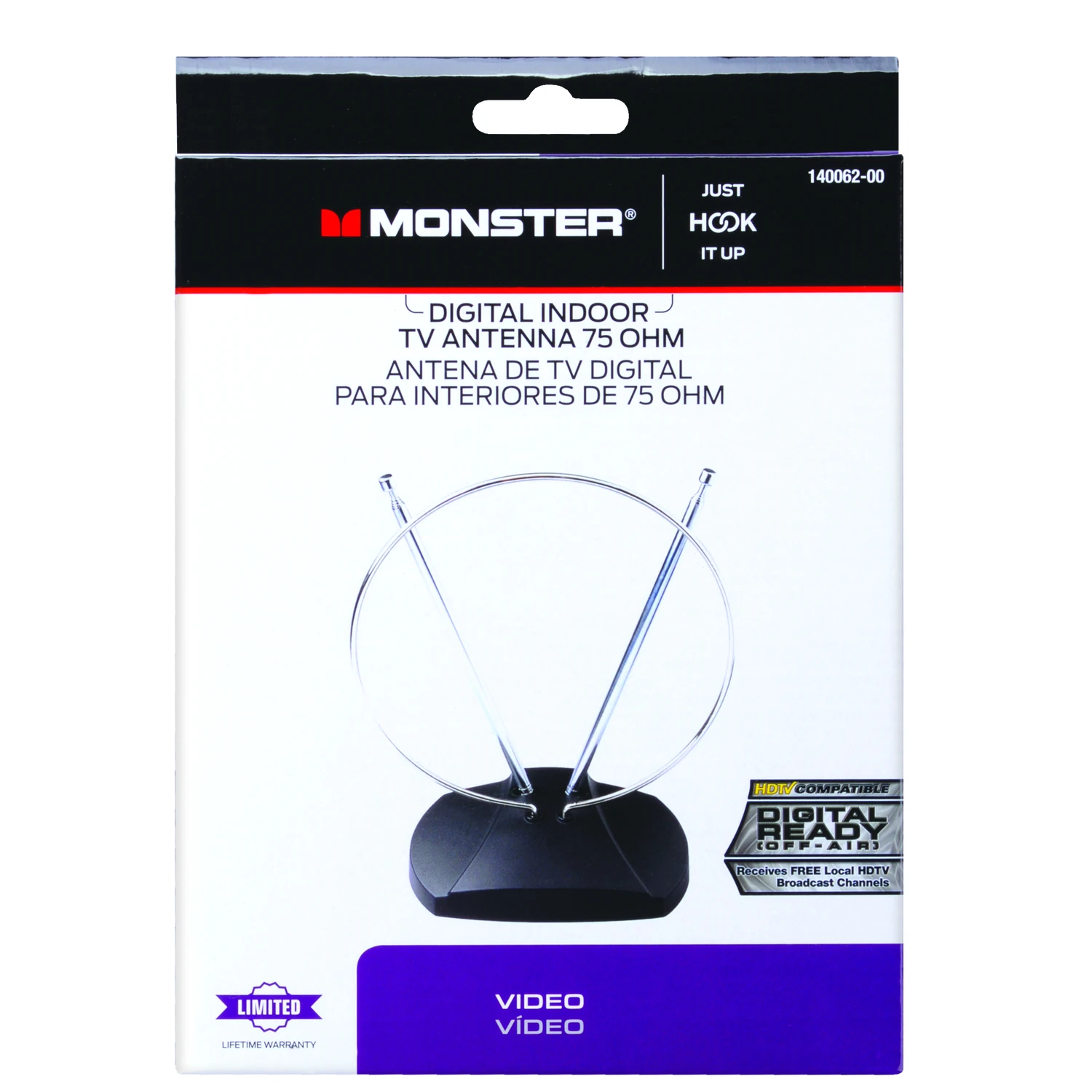 Monster Just Hook It Up Indoor FM/HDTV/UHF/VHF Antenna 1 pk