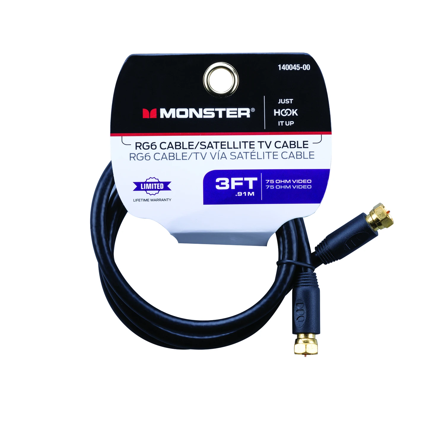 Just Hook It Up 3 Ft. Rg6 Video Coaxial Cable With F-type Connectors