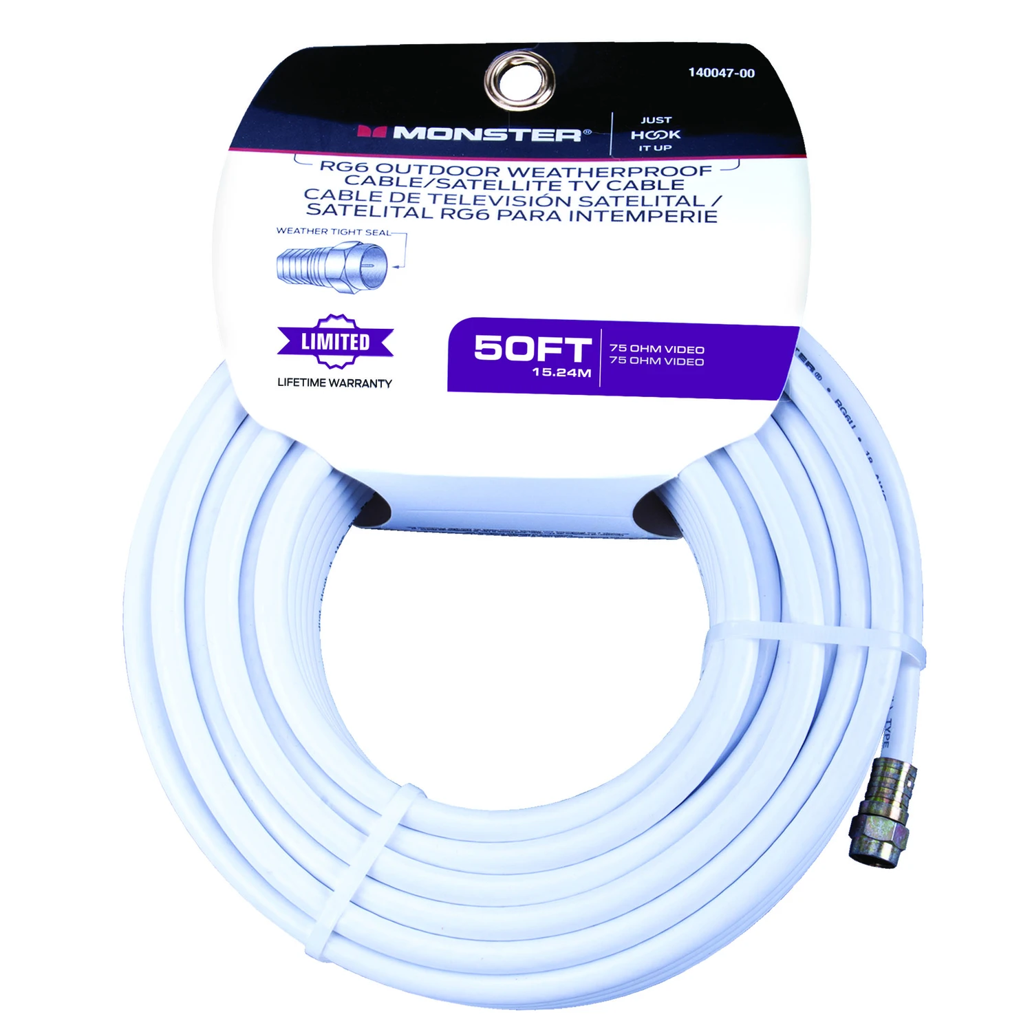 Just Hook It Up 50 Ft. Rg6 Video Coaxial Cable With F-type Connectors