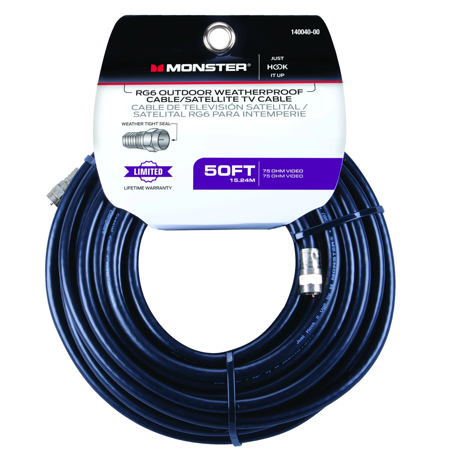 Just Hook It Up 50 Ft. Weatherproof Rg6 Video Coaxial Cable