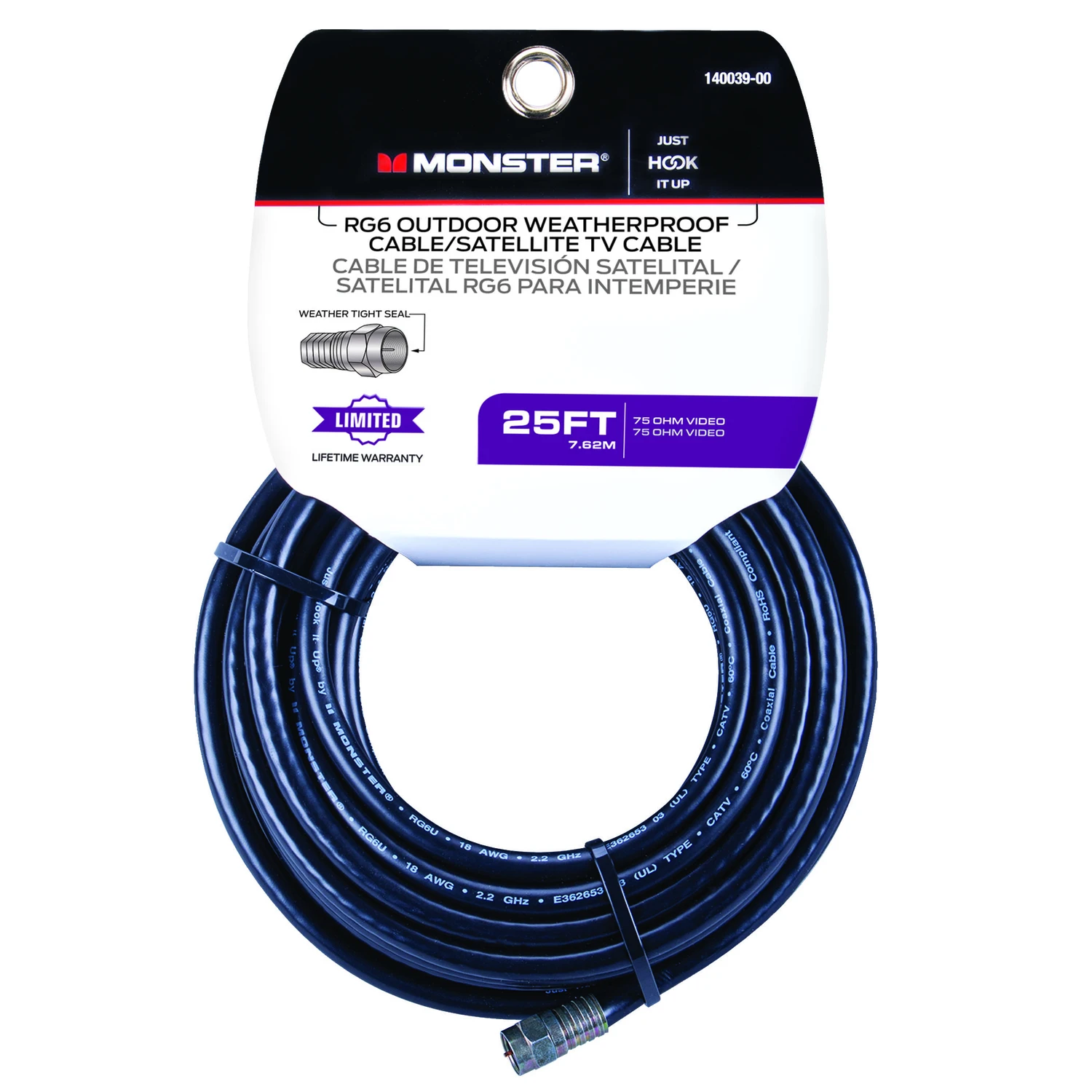 Just Hook It Up 25 Ft. Weatherproof Rg6 Video Coaxial Cable