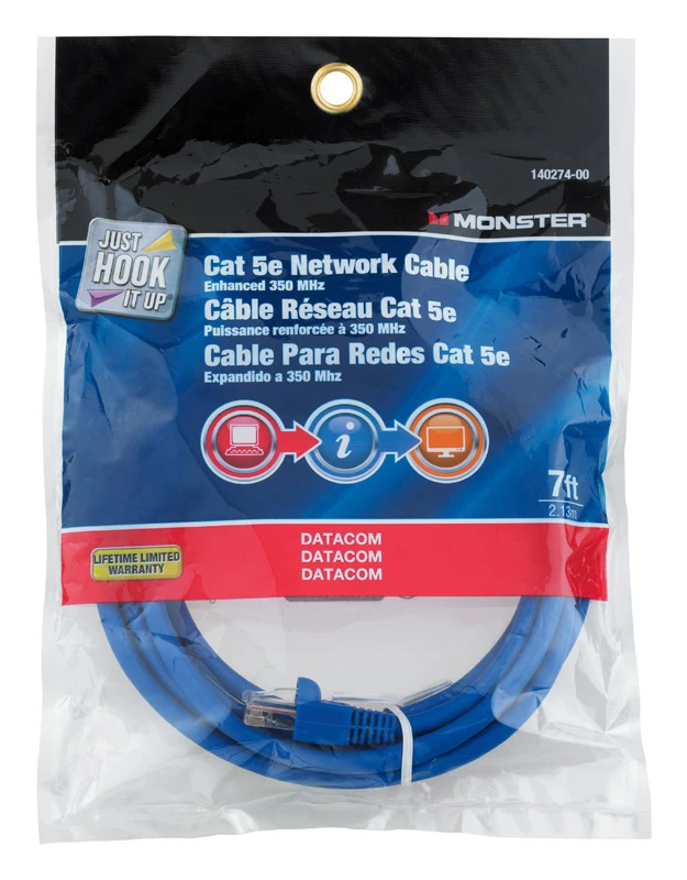 Just Hook It Up 7 Ft. L Category 5e Networking Cable - High Speed Internet Connection