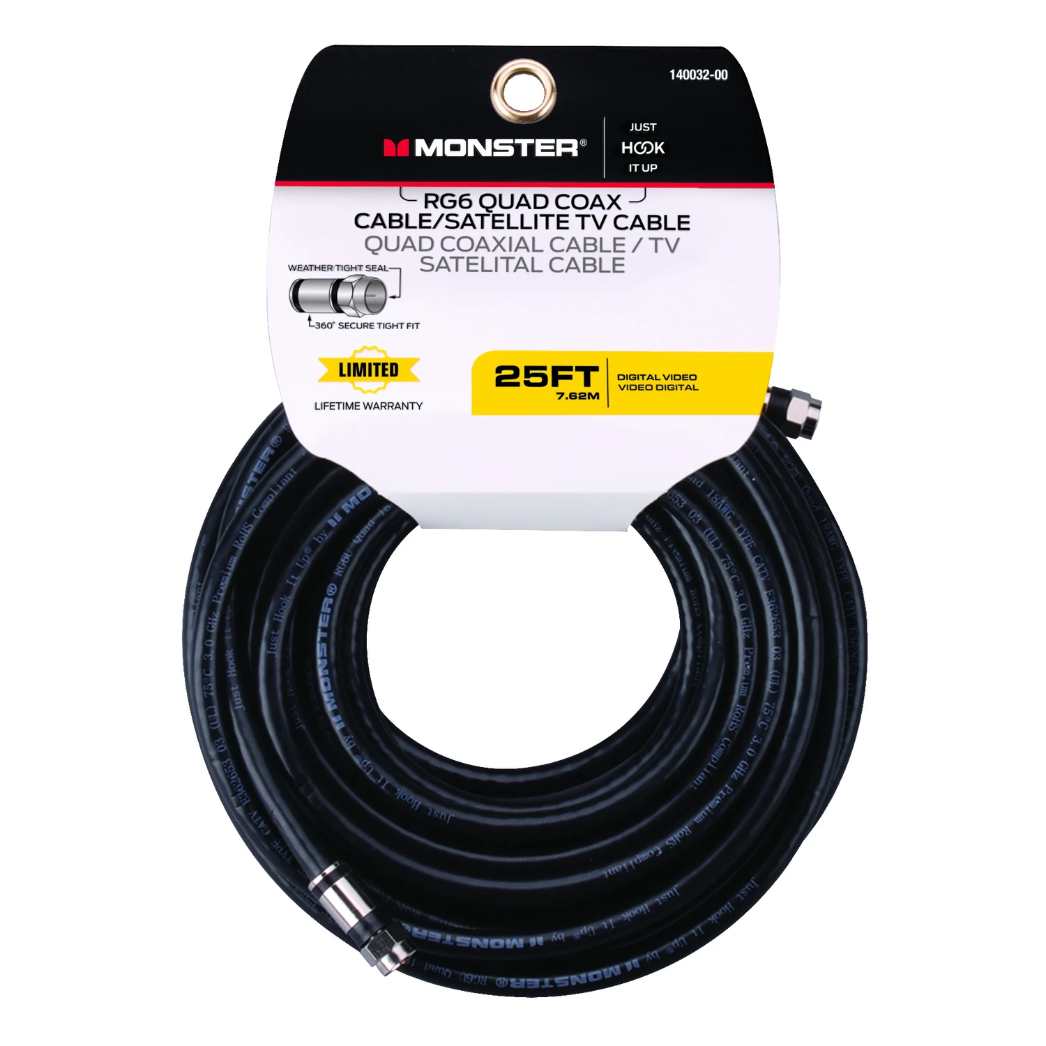 Just Hook It Up 25 Ft. Weatherproof Video Coaxial Cable Rg6 Quad