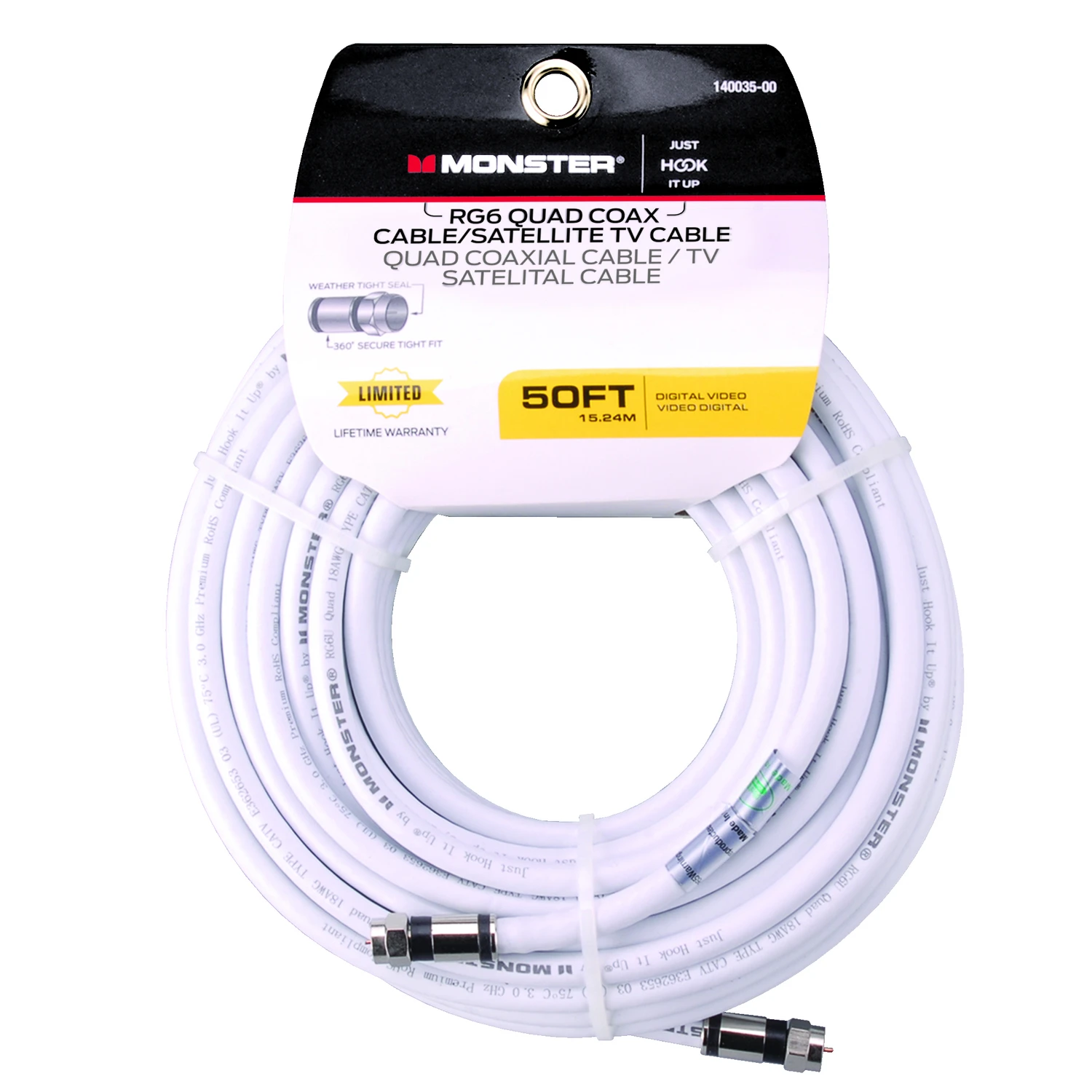 Just Hook It Up 50 Ft. Weatherproof Rg6 Quad Video Coaxial Cable