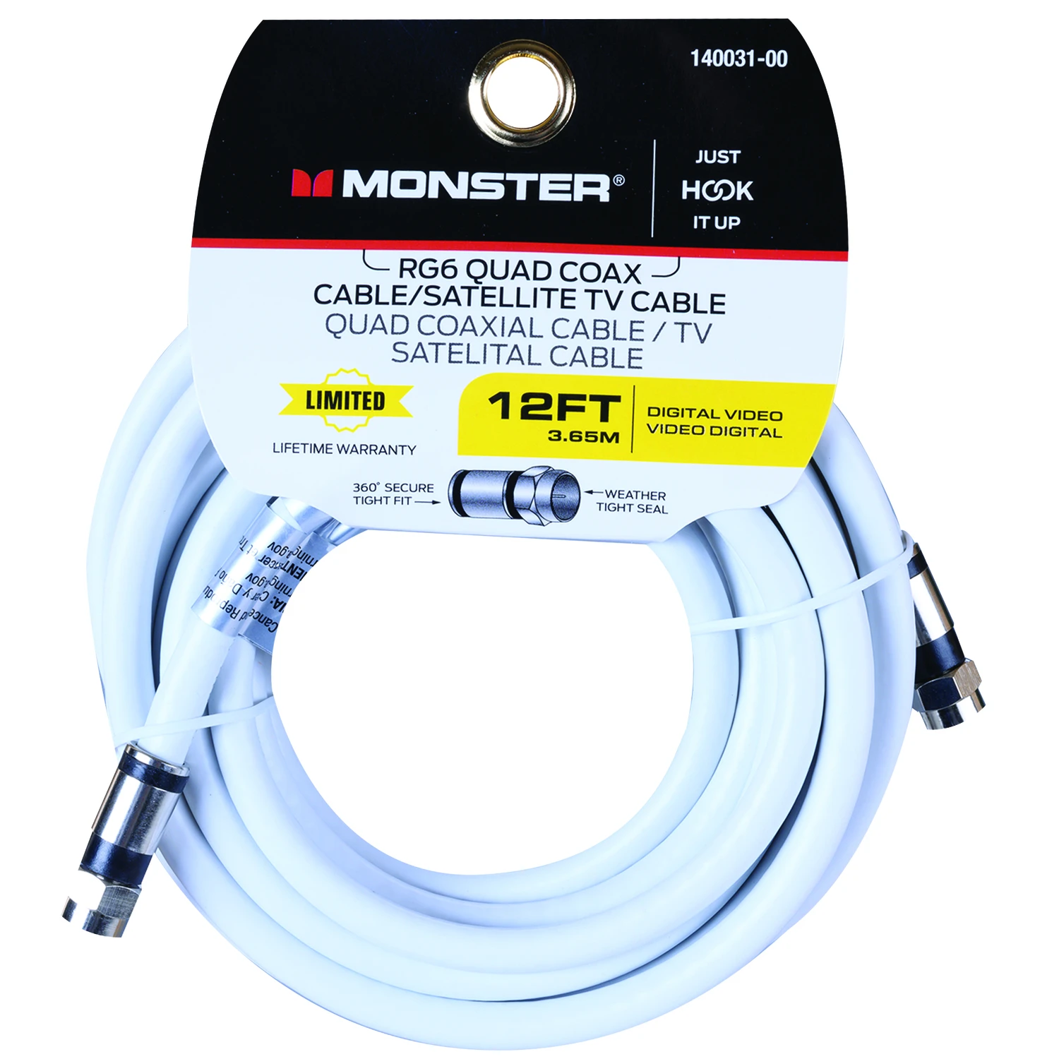 Just Hook It Up 12 Ft. Weatherproof Video Coaxial Cable Rg6 Quad