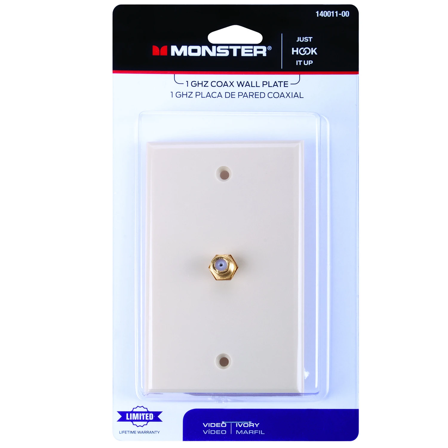 Monster Just Hook It Up Ivory 1 gang Plastic Coaxial Wall Plate 1 pk
