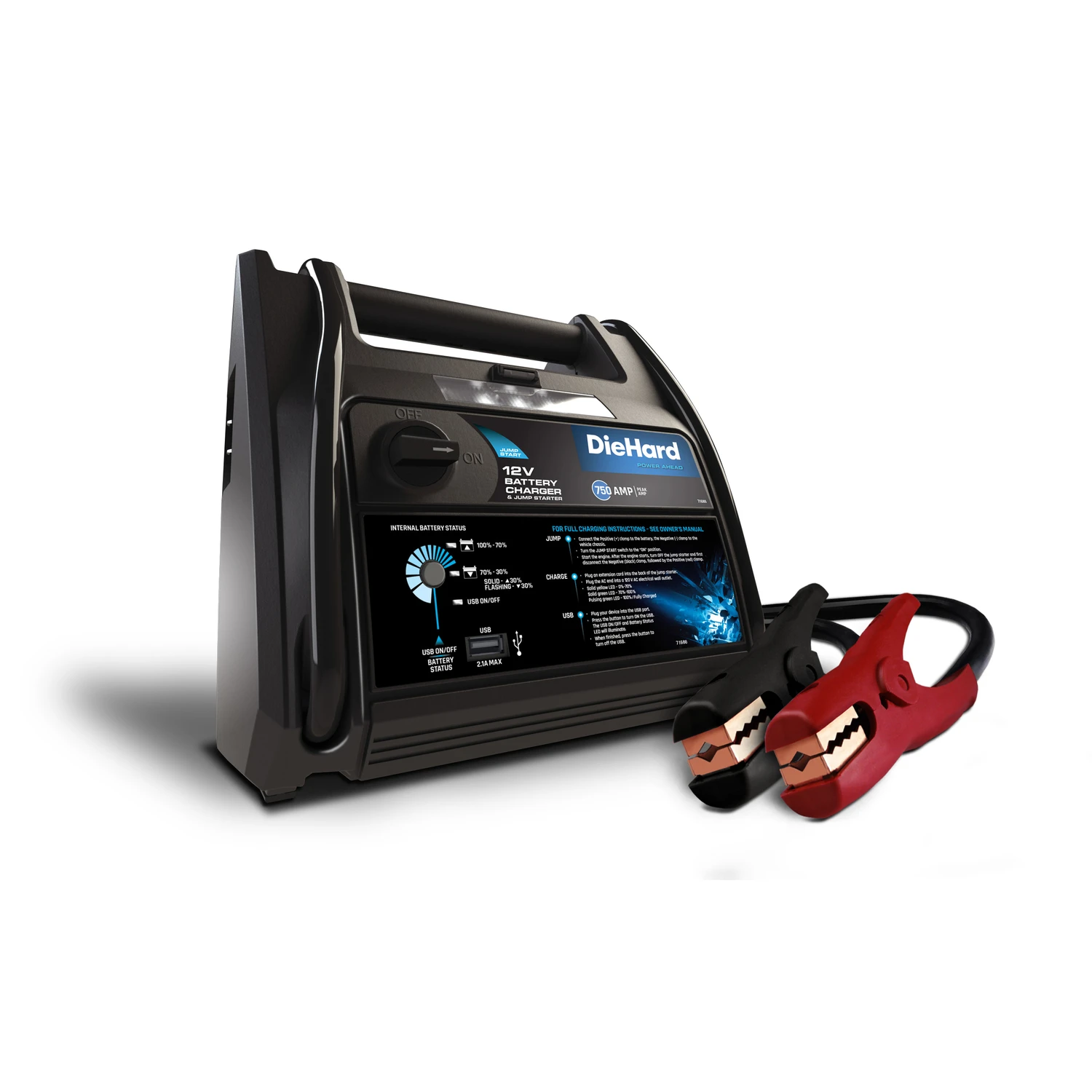 Automatic 12 V 750 Amps Battery Jump Starter With Usb Port And Built-in Light