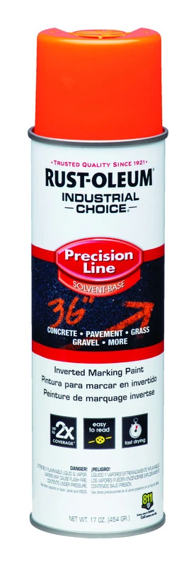 Industrial Choice Fluorescent Orange Inverted Marking Paint 17 Oz - Uv Resistant