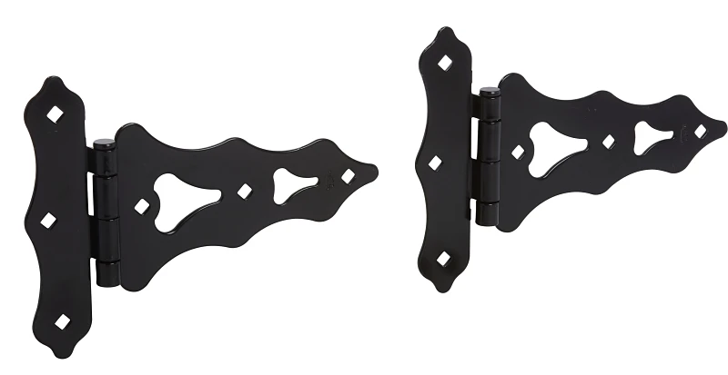 2-pack 8 In Black Ornamental T-hinge With 12 Screws, Model N109-032