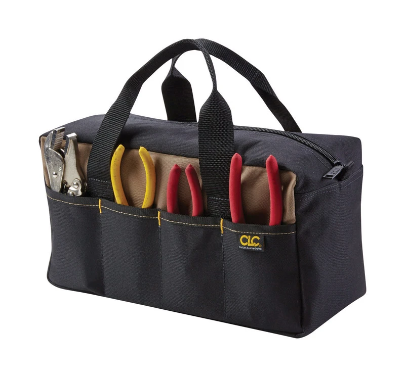 Clc 5.5 In. W X 6 In. H Polyester Tool Tote With 8 Pockets In Black/tan